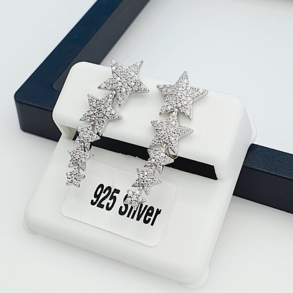 "925 Sterling Silver Cubic Zirconia Earrings, UU1P6A6113 - Picture 10 of 11